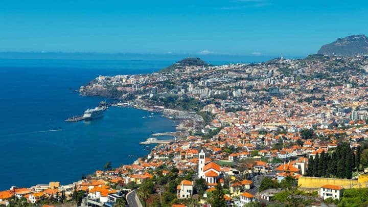 Funchal harbour and city on Madeira