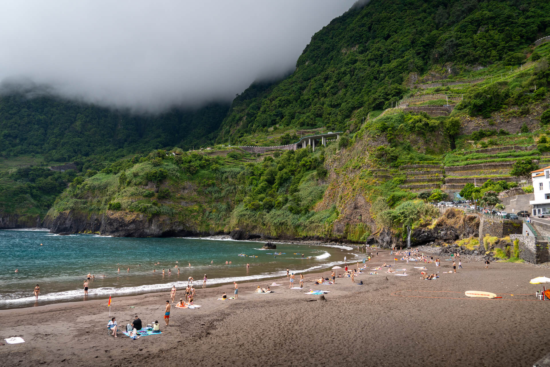Black sand beach at Seixal on Madeira
