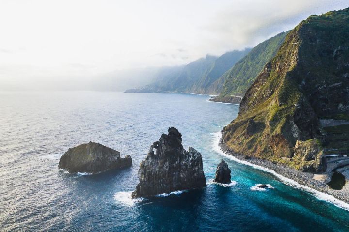 Volcanic sea stacks at Ribeira da Janela on Madeira’s north coast